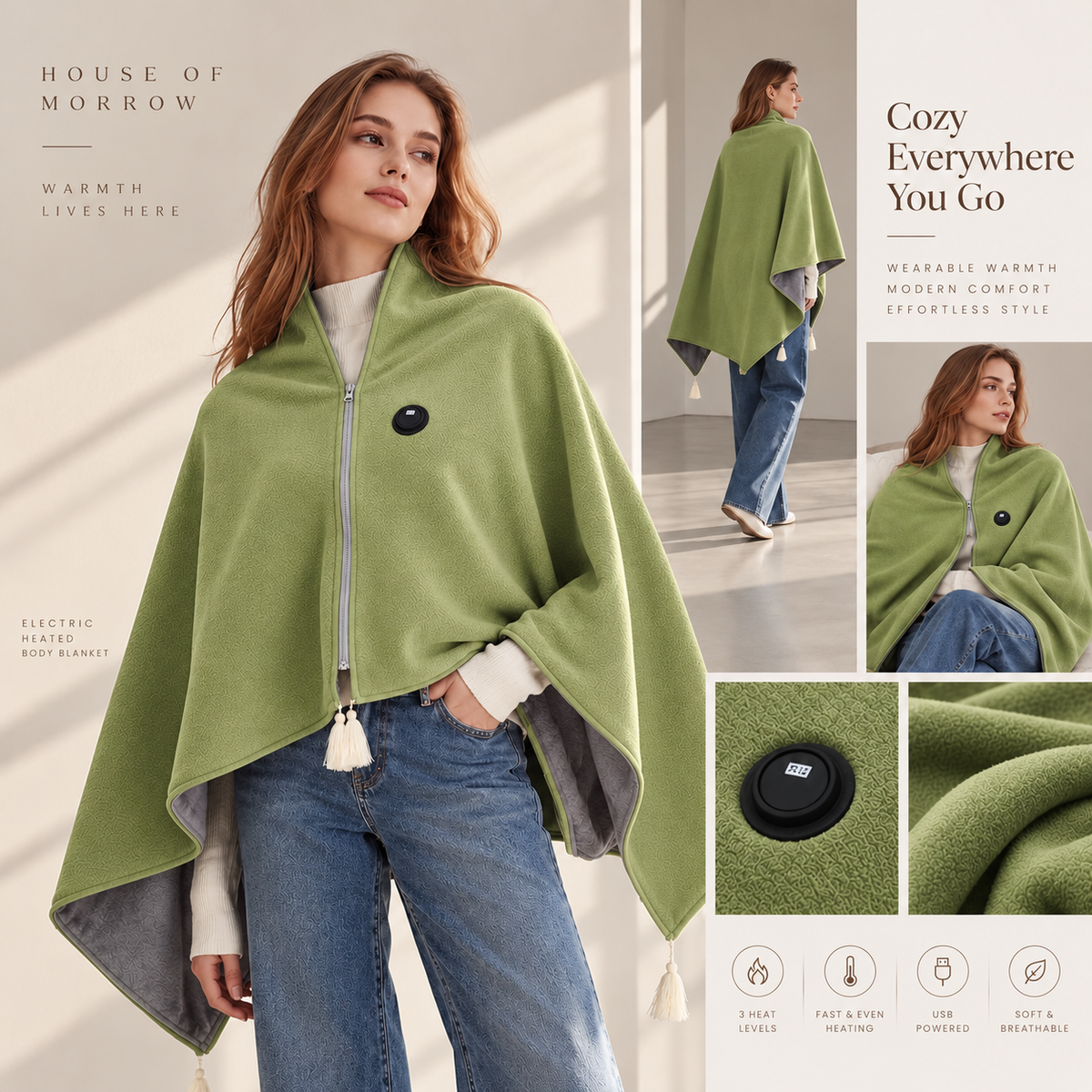 The Morrow HeatWrap | USB Heated Wearable Blanket