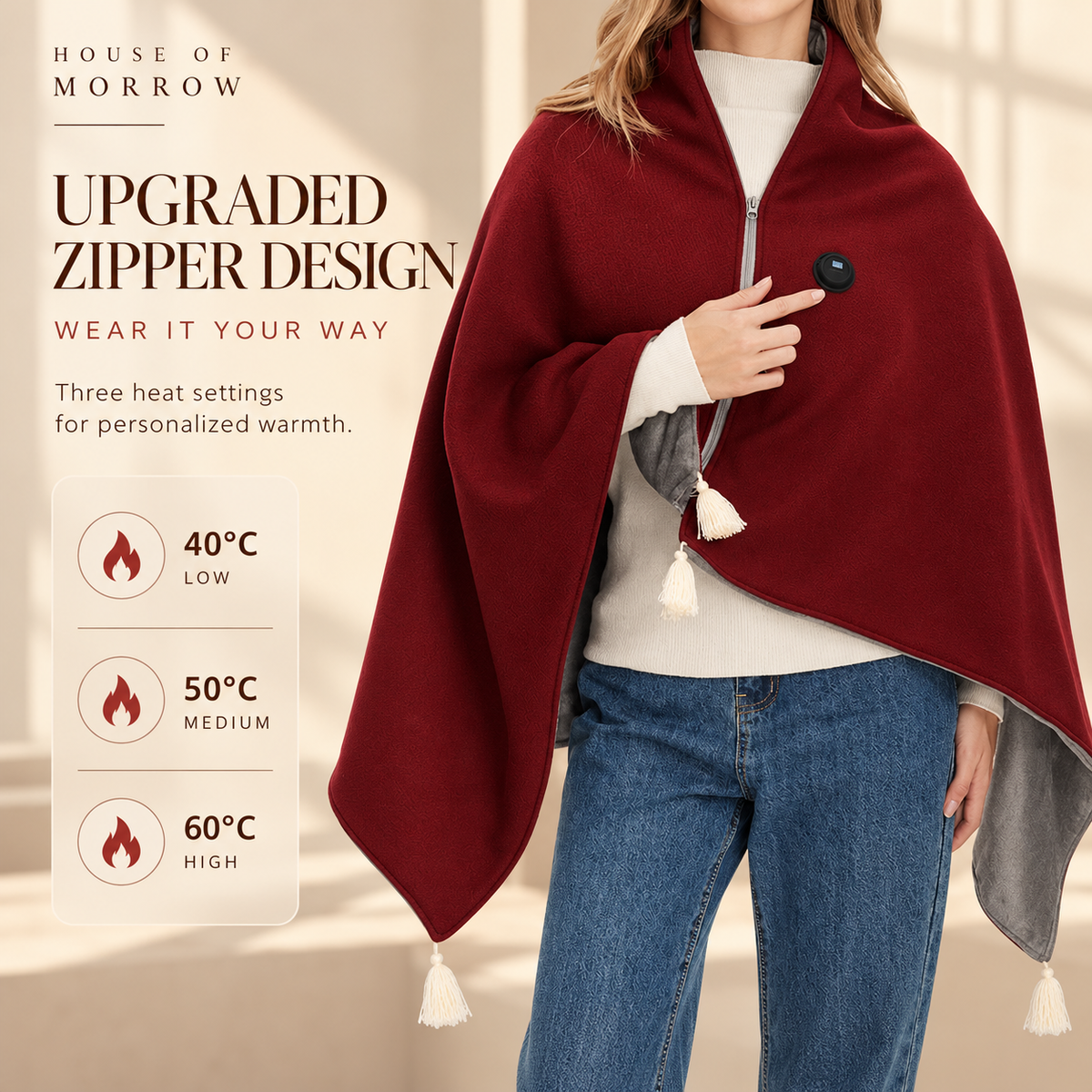 The Morrow HeatWrap | USB Heated Wearable Blanket